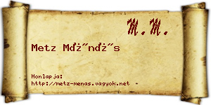 Metz Ménás névjegykártya
